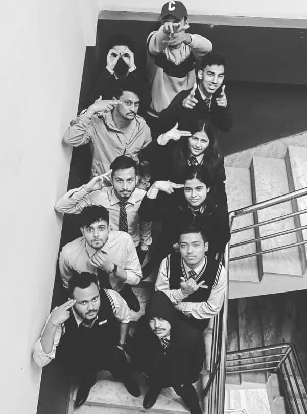 Group photo on a staircase